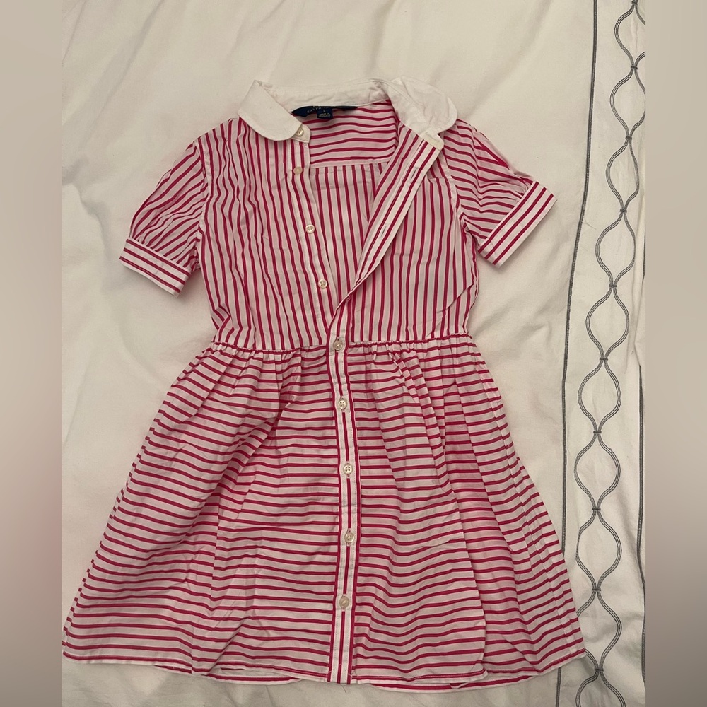 Girls pink stripped Ralph Lauren polo dress